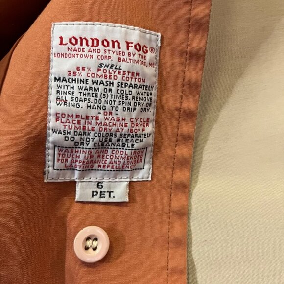 Vintage London Fog Trench Coat Womens 6P Petites Used Khaki Lined *No Belt - Picture 6 of 14